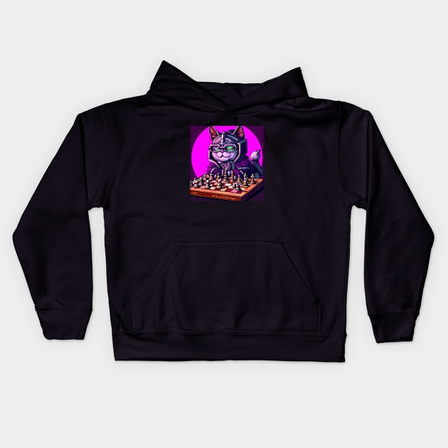 Cyberpunk Kitty Kids Hoodie by Bigrum P. Bear Designs